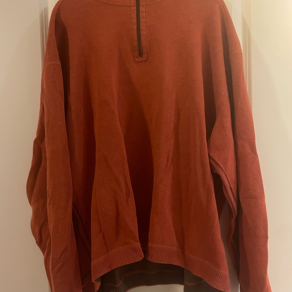 Tommy Bahama Men's Brick Red Zip-Up Sweater